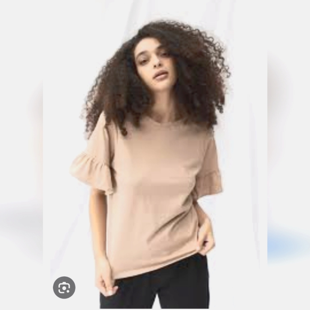(S)🍑Zara🍑Trafaluc Peachy Pink Ruffle Sleeve Top